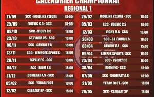 CALENDRIER CHAMPIONNAT REGIONAL 1