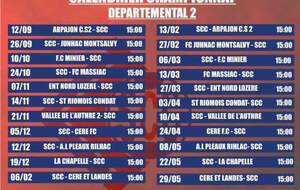 CALENDRIER CHAMPIONNAT DEPARTEMENTAL 2